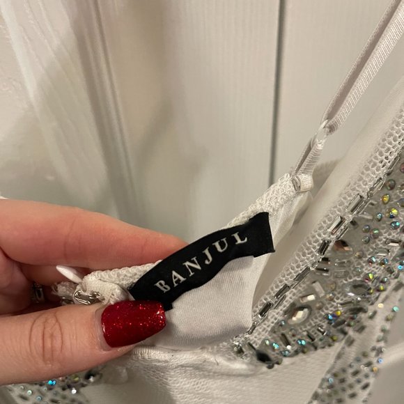 Banjul | Rhinestone Mini Dress | White/Silver Sparkly | Size: S - Picture 2 of 3